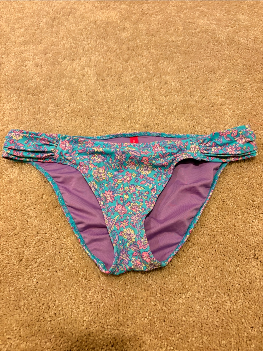 Victoria's Secret Women’s Floral Turquoise & Purple Bikini Bottoms